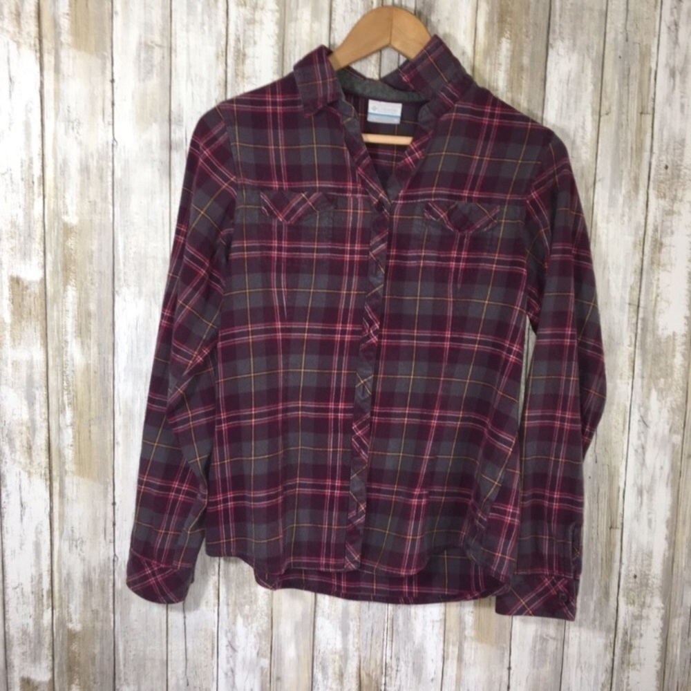Columbia Purple Plaid Button Down